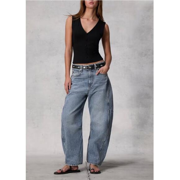 Rag & Bone Women's Harmony Charlie Ankle Barrel-Leg Jeans Size 31 - Picture 1 of 13